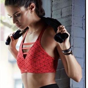 Red Geometric Sports Bra